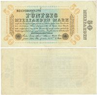 Seddel: Tyskland 50.000.000.000 mark 1923 i kv. 1+