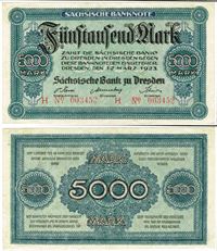 Seddel: Tyskland 500 mark 1923 i kv. 1+