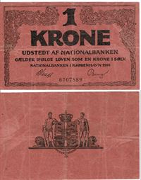 Seddel: 1 kr. 1914 Falk i kv. 1