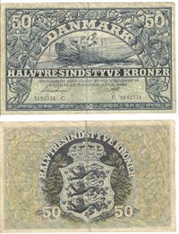 Seddel: 50 kr. 1942 bogstav C i kv. 1 - 1+