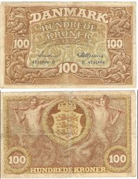 Seddel: 100 kr. 1941 bogstav B i kv. 1-