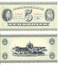 Seddel: 5 kr. 1952 A1521H i kv. 1+