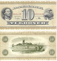 Seddel: 10 kr. 1952 A2524H i kv. 1+