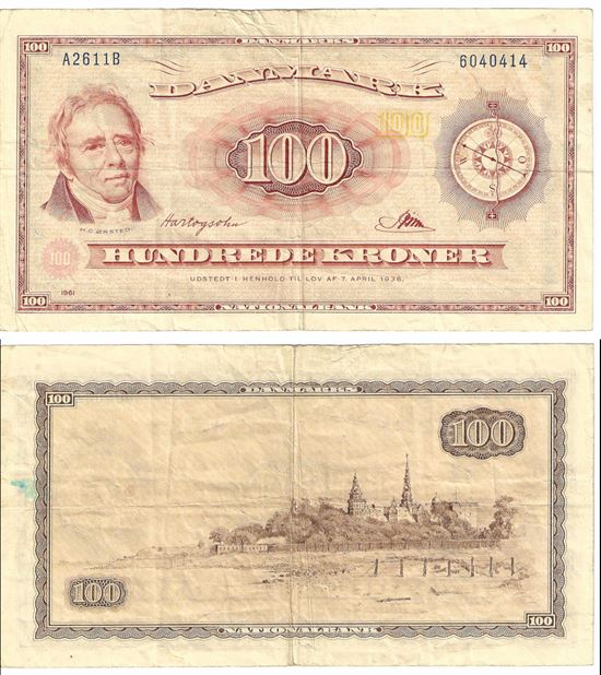 Seddel: 100 kr. 1961 A2611B i kv. 1