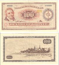 Seddel: 100 kr. 1965 A9656C i kv. 1++