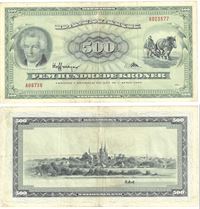 Seddel: 500 kr. 1967 A0673B i kv. 1+