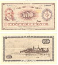 Seddel: 100 kr. 1970 B4702C i kv. 1+