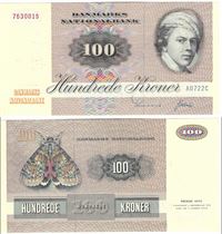 Seddel: 100 kr. 1972 A0722C i kv. 01 - 0