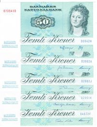 Seddel: 50 kr. 1994 - 1997 omkring kv. 1+ - 01 4 stk.